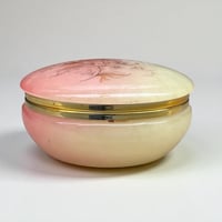 Image 3 of Grande Boîte à bijoux en albâtre avec décor de fleurs - vintage 1970s.