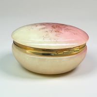 Image 5 of Grande Boîte à bijoux en albâtre avec décor de fleurs - vintage 1970s.