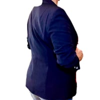 Image 5 of Womens Custom Black Blazer Red Cherry Blossom flowers down each side, a one of one signature piece 