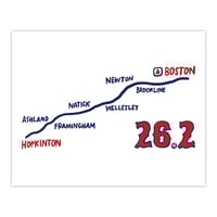 Boston Marathon 26.2 Map 8" x 10" Art Print