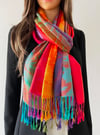 Pashmina Wrap Shawl Scarf Double Side Rainbow Silky Exotic Tropical Colorful