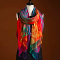 Pashmina Wrap Shawl Scarf Double Side Rainbow Silky Exotic Tropical Colorful