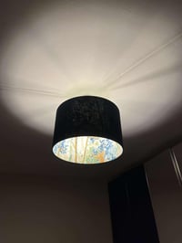 Image of Double Sided Navy Linen Silver Birch Sapphire Shade 40cm