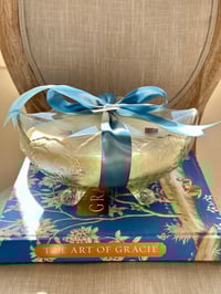 Image 1 of Jeanette  Lombardi 1940s Glass Footed Triple Wooden Wick Soy Candle 