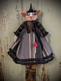 Image 2 of Kitty Witch - with Spun Cotton Mushroom
