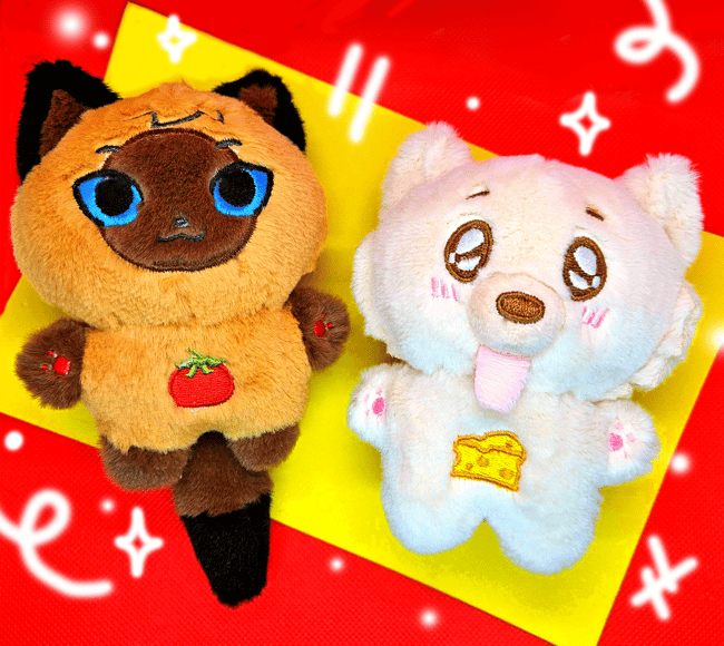 Tomato Cat and Cheese Dog Plush