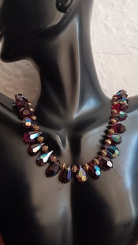 Image 1 of DEEP RED PRECIOSA TEARDROPS & DUO GOLDEN HEMATITE BEADS 