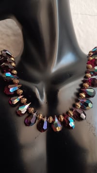 Image 2 of DEEP RED PRECIOSA TEARDROPS & DUO GOLDEN HEMATITE BEADS 