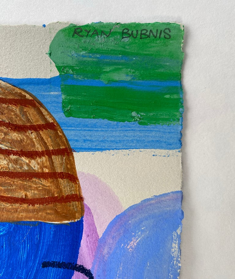 THREE EYES A BIRD & A PEAR PAINTING Image 3