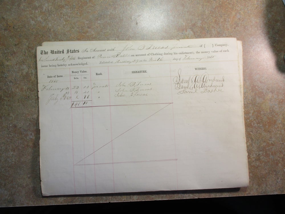 #171-CIVIL WAR SALE: ACCOUNTING FOR UNION SOLDIER'S CLOTHING SUPPLIED BY THE ARMY 1 OF  2 IN SALE