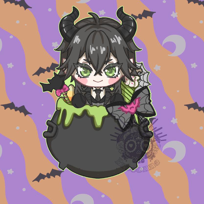 Image of  🎃Preorders Open! 🎃 Twisted Wonderland Acrylic Block and Glitter Badge 🎃