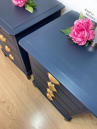 Image 4 of Navy Blue Stag Bedside Tables / Bedside Cabinets / Chest Of Drawers 
