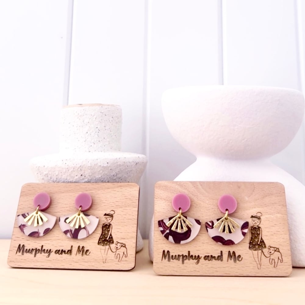 Image of 'Cocoa Bloom' (hand-painted) Mini Fan Dangles