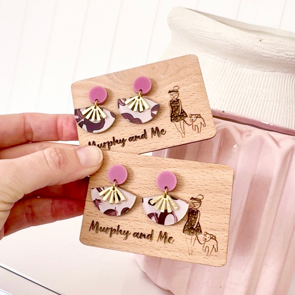 Image of 'Cocoa Bloom' (hand-painted) Mini Fan Dangles