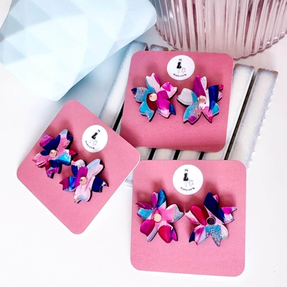 Image of 'Moonberry' (hand painted) Wildflower Studs