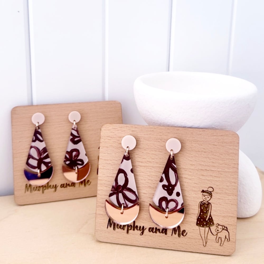 Image of 'Cocoa Bloom' Lunar Drop Dangles