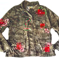 Image 2 of Women's Camouflage Jacket Custom made, embellished w-Stars ,studs, rhinestones &  roses 