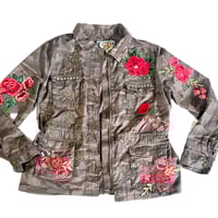 Image 4 of Women's Camouflage Jacket Custom made, embellished w-Stars ,studs, rhinestones &  roses 
