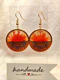 Image 3 of Handcrafted Resin Sun Earrings 