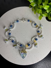 Image 1 of Blue Strawberry Swirl Pearl choker necklace