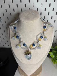 Image 3 of Blue Strawberry Swirl Pearl choker necklace