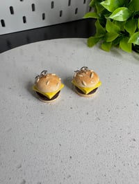 Image 5 of Miniature Cheeseburger earrings, Food Burger Clay Earrings