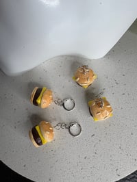Image 1 of Miniature Cheeseburger earrings, Food Burger Clay Earrings