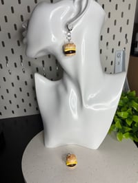 Image 4 of Miniature Cheeseburger earrings, Food Burger Clay Earrings
