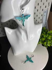 Image 3 of Blue Dragons Dangle Earrings 