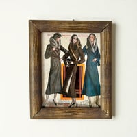 Image 1 of Grand cadre porte-photo en papier cuir serpent  1930 Art Déco et affiche de mode