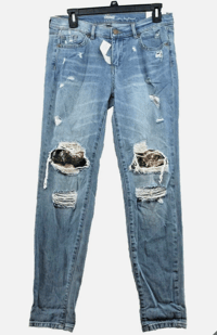 Image 1 of New NY&C SOHO Distressed Curvy Boyfriend Stretch Denim Jeans Size 2 Women 3