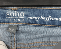 Image 3 of New NY&C SOHO Distressed Curvy Boyfriend Stretch Denim Jeans Size 2 Women 3