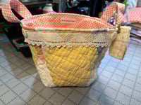 Image 1 of Copy of Vintage Pink Checked Quilted Basket 