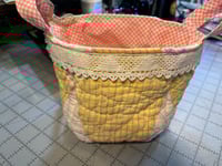 Image 2 of Copy of Vintage Pink Checked Quilted Basket 