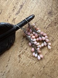 Image 4 of Pink Opal cluster sterling silver earrings/ n17