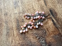 Image 3 of Pink Opal cluster sterling silver earrings/ n17