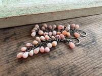 Image 1 of Pink Opal cluster sterling silver earrings/ n17