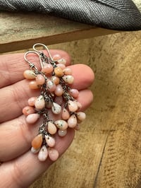 Image 5 of Pink Opal cluster sterling silver earrings/ n17