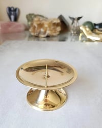 Image 1 of Vintage Brass Pillar Candle Holder with Spike
