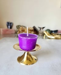 Image 2 of Vintage Brass Pillar Candle Holder with Spike