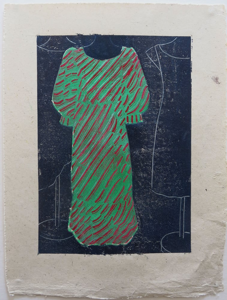 Image of Stripey Dress (green & red)