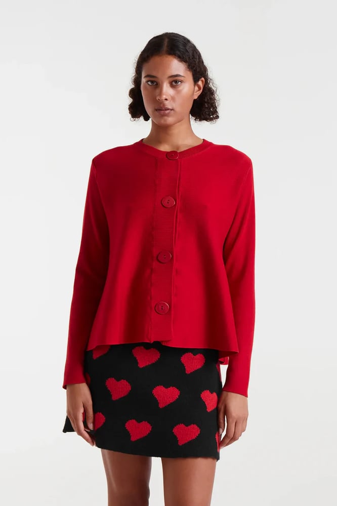 Image of Cárdigan de punto evasé rojo de Comàñía Fantástica: