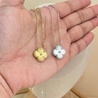 Image 3 of Gold & Silver Clover Necklace 17–19 inch 43–48 cmLucky Charm Unisex Stainless Steel Jewelry Gift