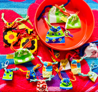 Image 1 of BLIND BAGS by COURTNEYCOURTNEY vintage fabric linen drawstring pouch mini miniature small