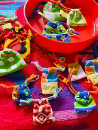 Image 3 of BLIND BAGS by COURTNEYCOURTNEY vintage fabric linen drawstring pouch mini miniature small