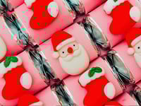 Image 1 of Santa and Stockings on Pink 25 Pack