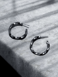 Image 1 of Twisted silver hoops