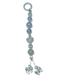 Image 4 of 1PC. BLUE HEART AND BOWS ACRYLIC/RESIN HAND MADE KEY RING LANYARD/PURSE SWAG/CELL  SWAG