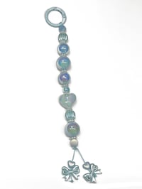 Image 6 of 1PC. BLUE HEART AND BOWS ACRYLIC/RESIN HAND MADE KEY RING LANYARD/PURSE SWAG/CELL  SWAG