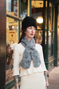 Image 2 of Arnprior Cable Ribbed Reversible Keyhol Scarf of Merino Bulky Wool (shown  in  Gris + more colours)